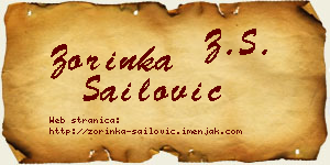 Zorinka Sailović vizit kartica